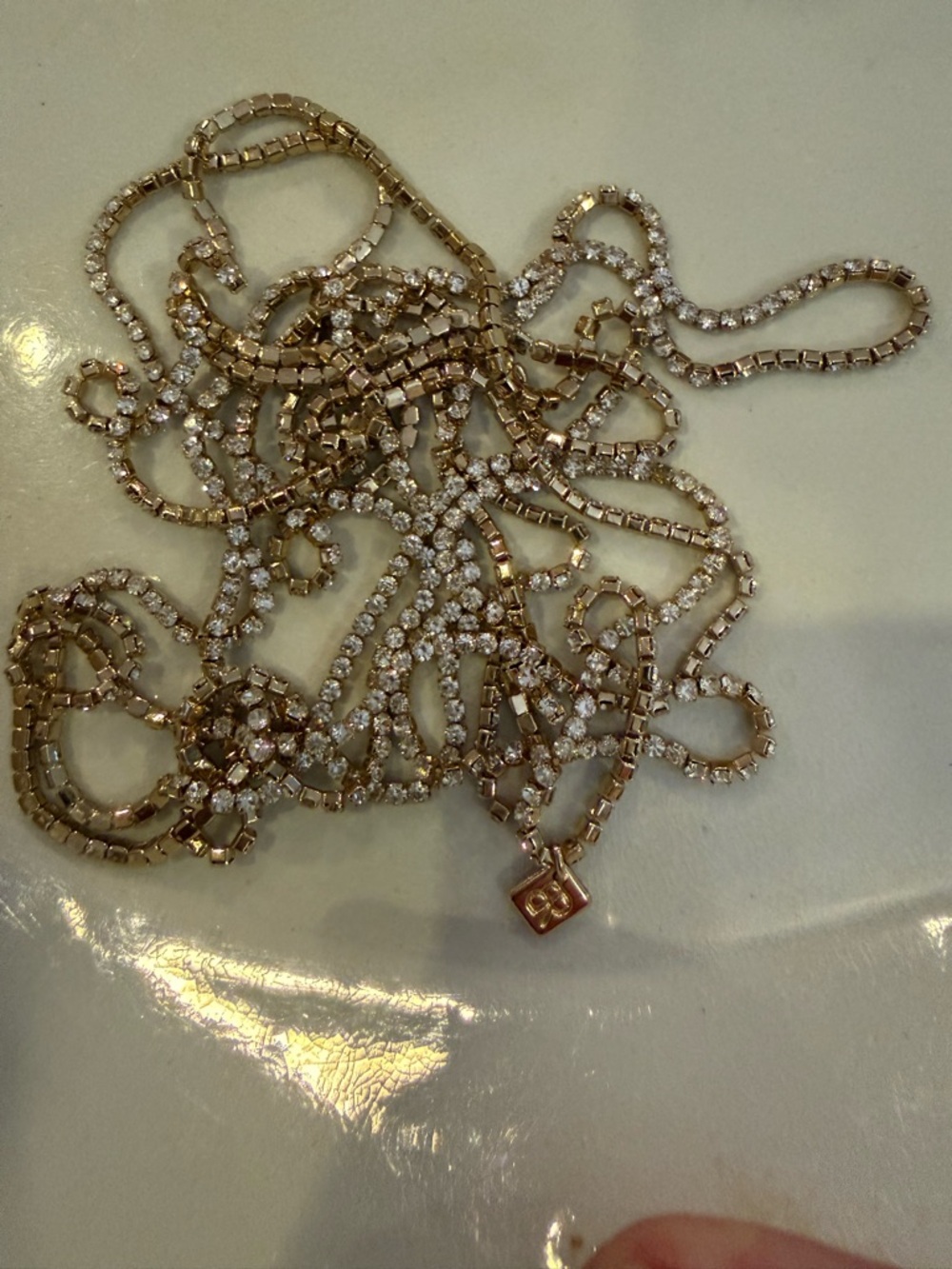 Banana Republic Necklace Gold-Tone Crystal Tennis - Women Jewelry 36” L - Picture 4 of 5